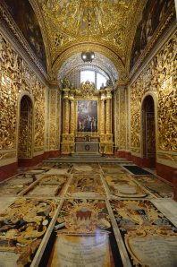One o the side chapels in St. John's Co-Cathedral in Valletta. More gold than we knew was possible. We are just SO Protestant. 